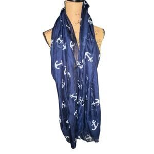 Sax Blue Large Anchor Scraf Wrap Nautical Beachy OS